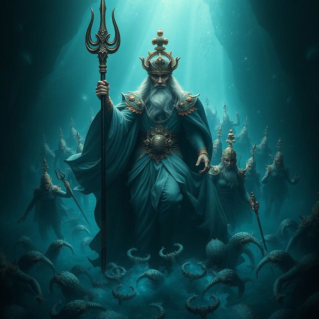 A banished merfolk king returning triumphantly from the abyss with his army