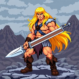 He-Man sprite in the style of the classic Golden Axe game featuring Ax-Battler