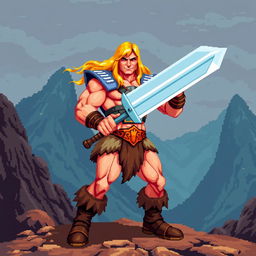 He-Man sprite in the style of the classic Golden Axe game featuring Ax-Battler