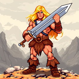 He-Man sprite in the style of the classic Golden Axe game featuring Ax-Battler