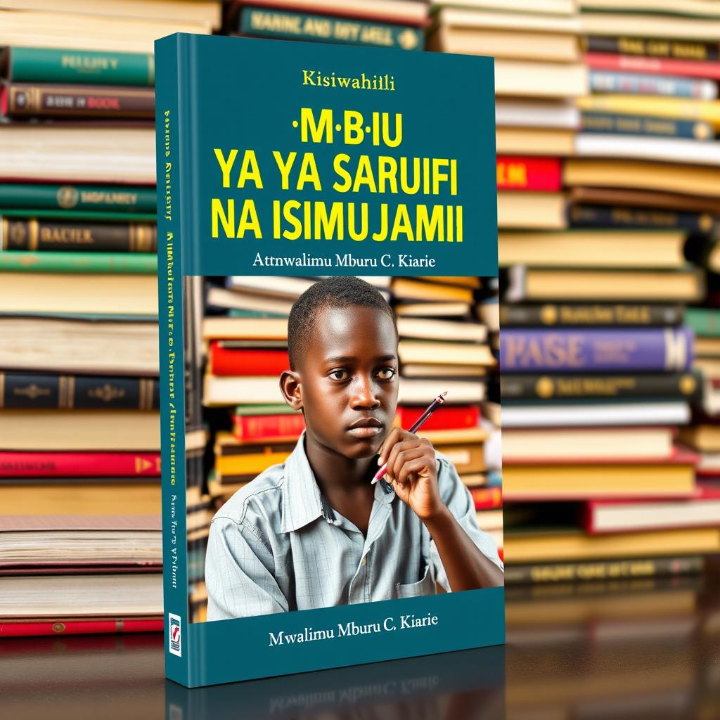 A Kiswahili book cover titled "MBIU YA SARUFI NA ISIMUJAMII" authored by Mwalimu Mburu C