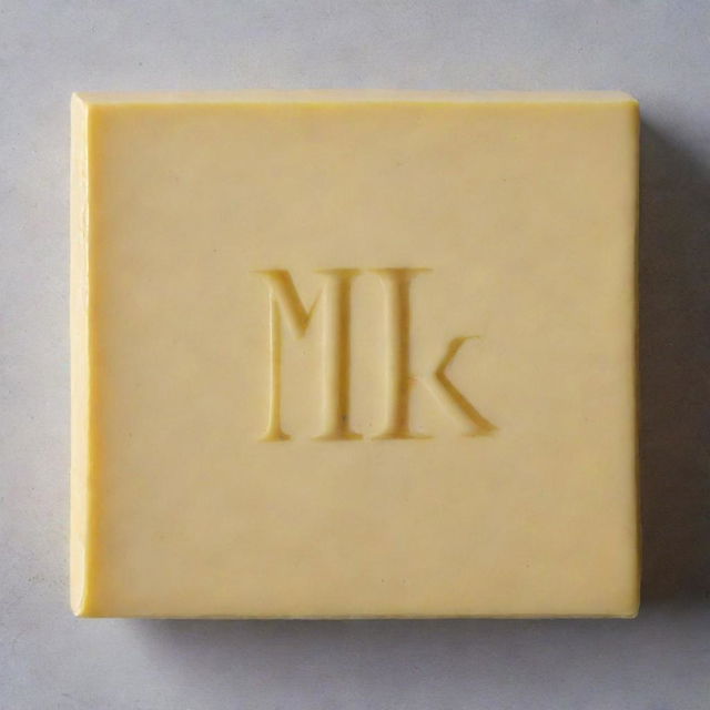 A slab of golden butter with the words 'Mr Lix' elegantly carved in it