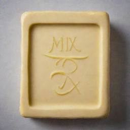 A slab of golden butter with the words 'Mr Lix' elegantly carved in it