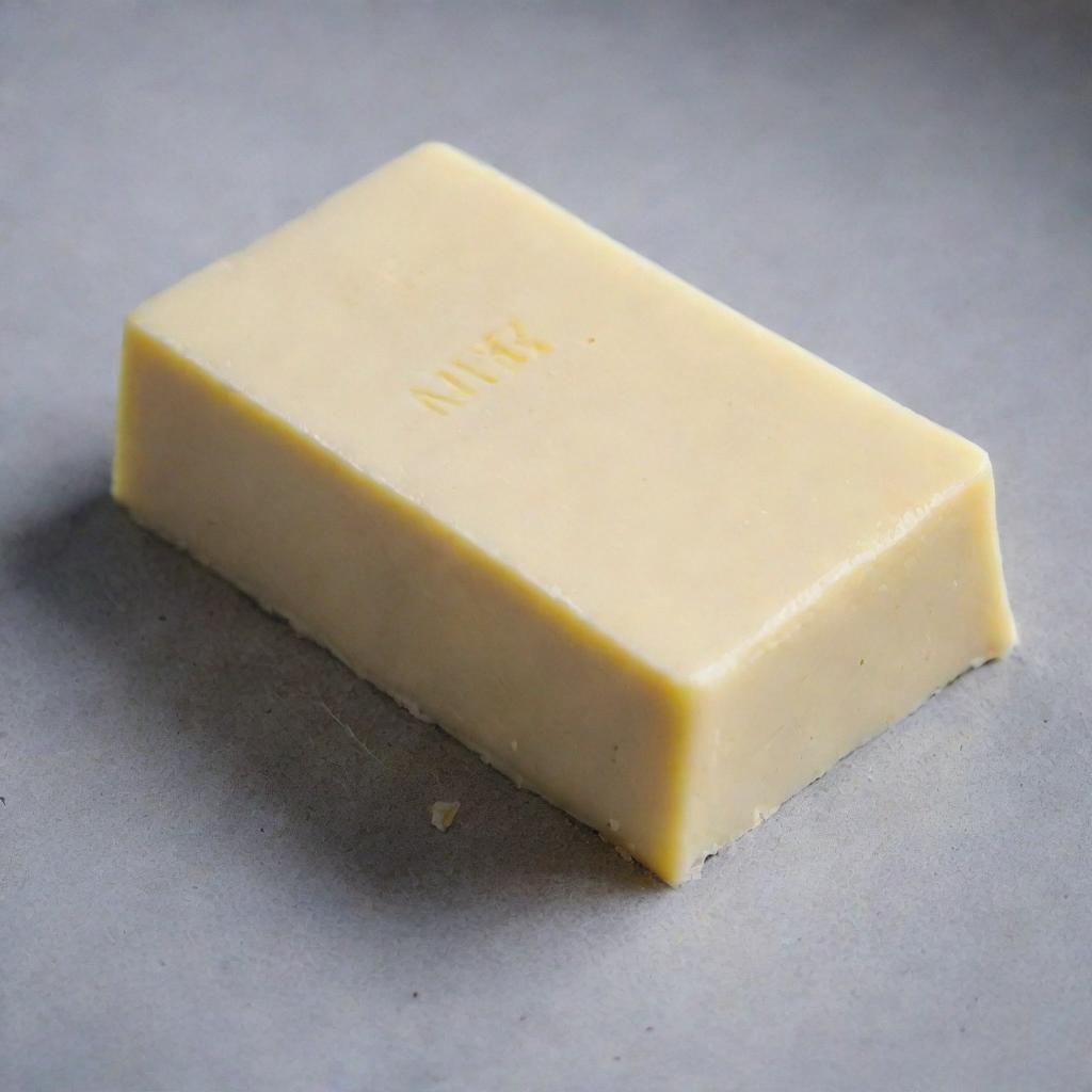 A simple block of fresh butter with the words 'Mr Lix' neatly engraved into it