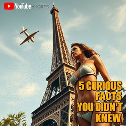 A captivating vertical YouTube Shorts thumbnail featuring the Eiffel Tower in a surreal scene