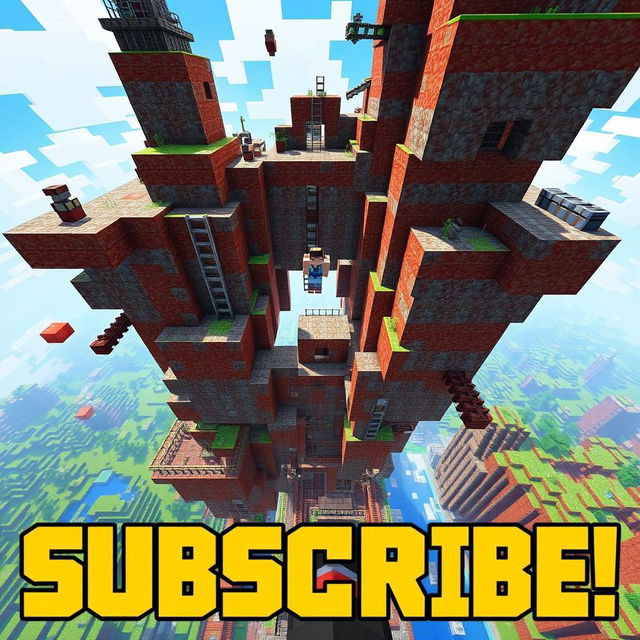 A thrilling vertical YouTube Shorts thumbnail capturing the essence of a Minecraft parkour gameplay