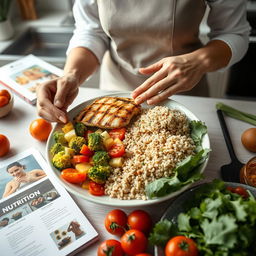 A faceless nutritionist preparing a fitness meal