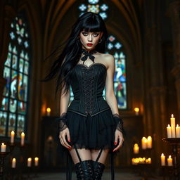 A gothic girl with a mysterious and enchanting aura