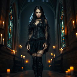 A gothic girl with a mysterious and enchanting aura