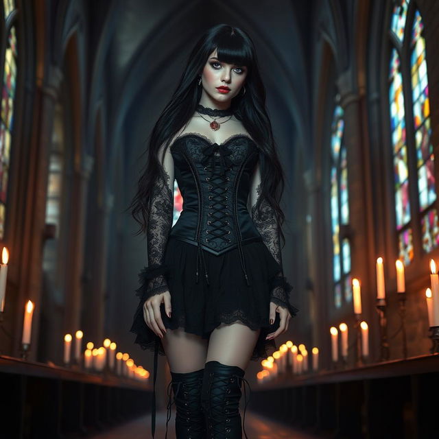 A gothic girl with a mysterious and enchanting aura