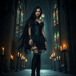 A gothic girl with a mysterious and enchanting aura