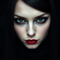 A close-up portrait of a gothic girl's face, showcasing her mysterious and captivating features