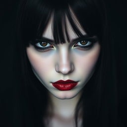 A close-up portrait of a gothic girl's face, showcasing her mysterious and captivating features