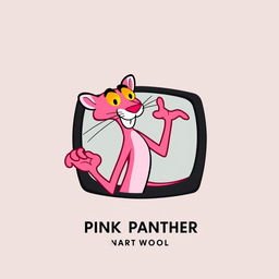 A stylized logo design featuring the Pink Panther from Cartoon Network, suitable for a t-shirt