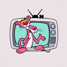 A stylized logo design featuring the Pink Panther from Cartoon Network, suitable for a t-shirt