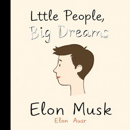 An illustration of a children's book cover for "Little People, Big Dreams: Elon Musk," featuring a black band down the left side