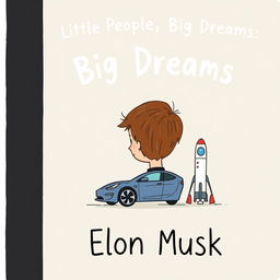 A children's book cover for "Little People, Big Dreams: Elon Musk," featuring a black band down the left side