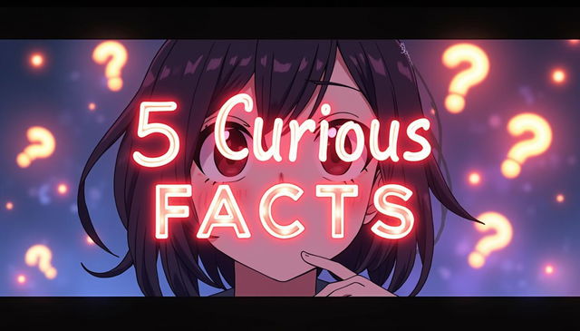 Create an anime-style, polished YouTube thumbnail with the captivating text "5 Curious Facts You Didn't Know"