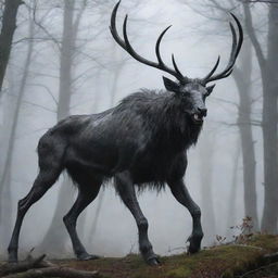 Design a frightful and strong creature named 'Nayzog', roughly the size of a large dog. Take inspiration from the mythical Wendigo, blending elements of fantasy and reality.