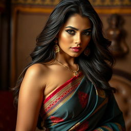 A seductive Indian woman exuding confidence and allure