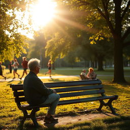 Imagine a serene scene of self-reflection and rehabilitation in a peaceful setting