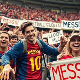 A thrilling and humorous scene where IShowSpeed, the charismatic YouTuber, is portrayed as playfully 'hunting' fans of Lionel Messi