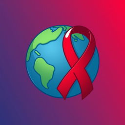 Create an icon that symbolizes Earth and HIV awareness together