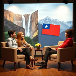 An interview setting focusing on the cultural and social interactions between Venezuela and Chile