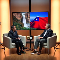 An interview setting focusing on the cultural and social interactions between Venezuela and Chile