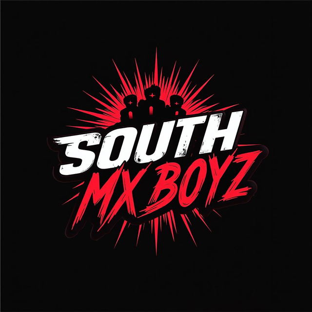 Create a dynamic and trendy logo for a teen boys clothing line named "South MX Boyz