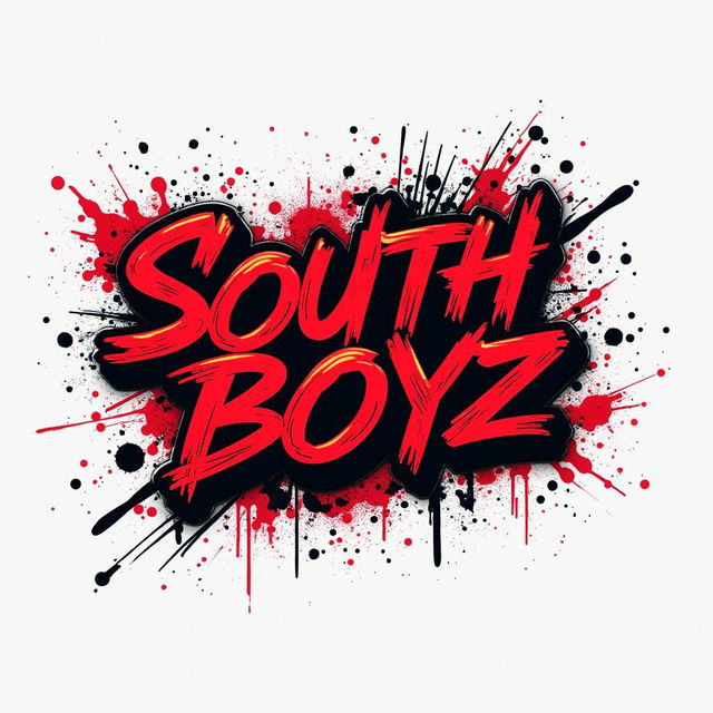 Craft a bold and dynamic logo for a teen boys clothing line named "South MX Boyz," using a graffiti art style