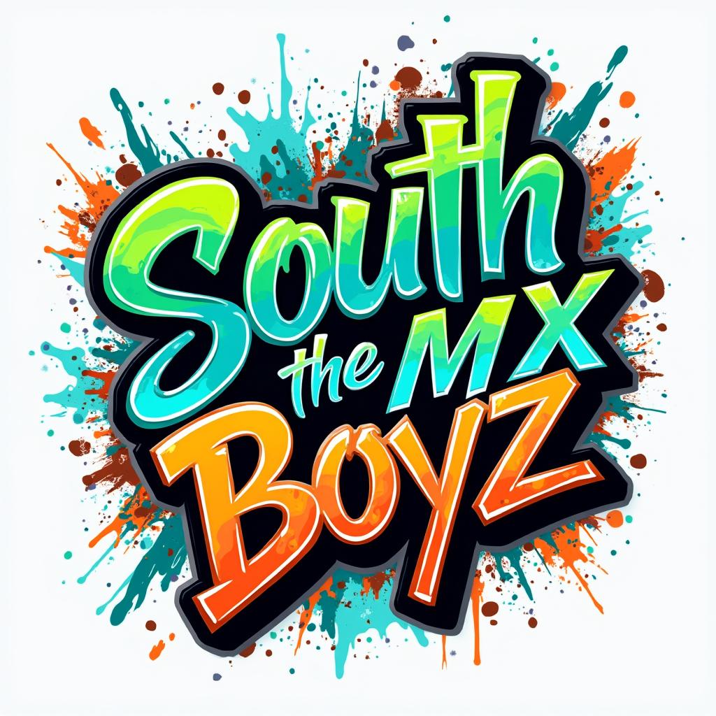 Design a bold and vibrant logo for the teen boys clothing line "South MX Boyz," in a dynamic graffiti style