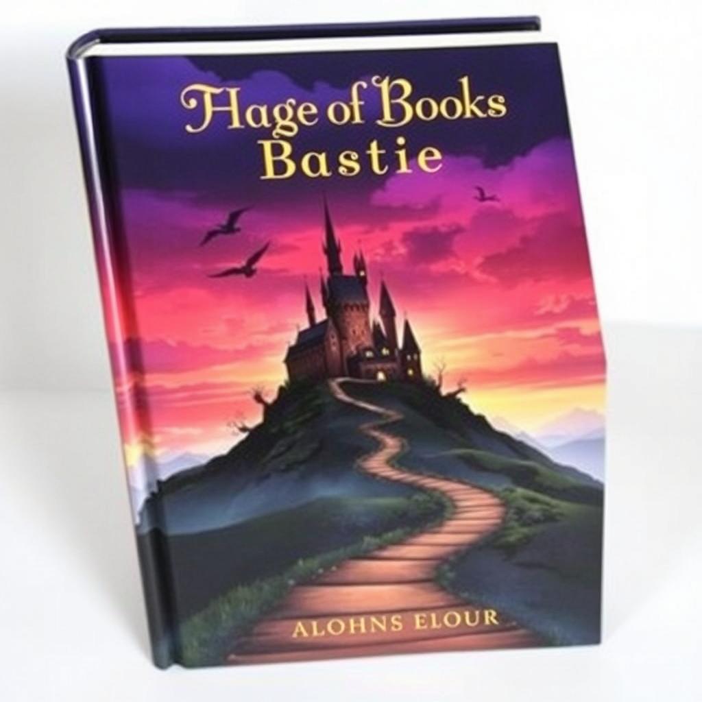 A captivating book cover featuring an enchanting landscape with a mysterious castle perched atop a hill