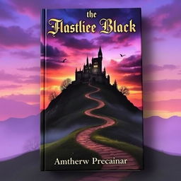 A captivating book cover featuring an enchanting landscape with a mysterious castle perched atop a hill