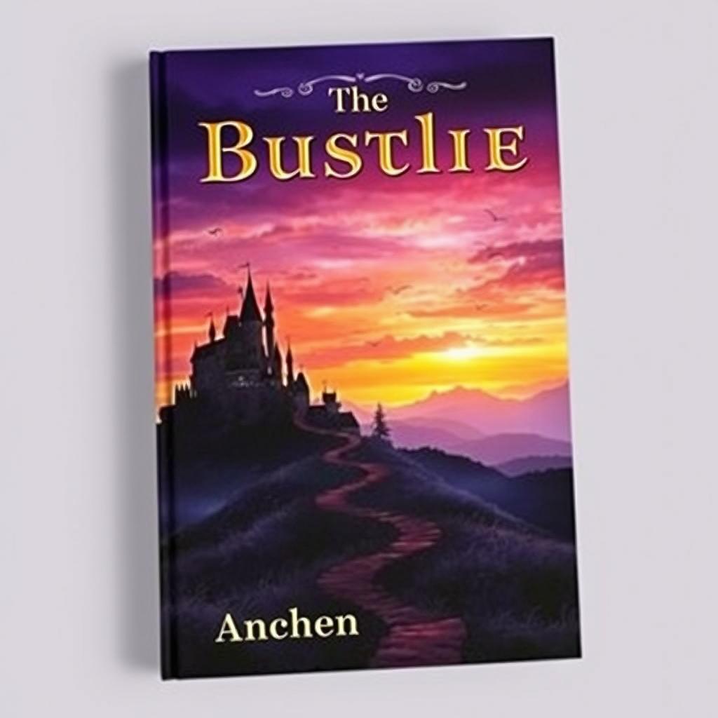 A captivating book cover featuring an enchanting landscape with a mysterious castle perched atop a hill