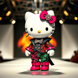 A high fashion rendition of Hello Kitty, featuring a glamorous and stylish makeover