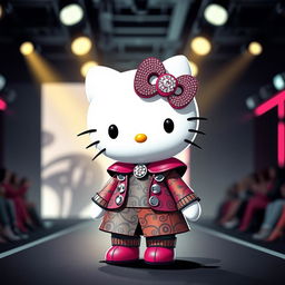 A high fashion rendition of Hello Kitty, featuring a glamorous and stylish makeover