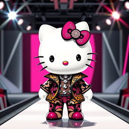 A high fashion rendition of Hello Kitty, featuring a glamorous and stylish makeover