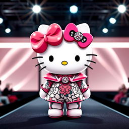 A high fashion rendition of Hello Kitty, featuring a glamorous and stylish makeover