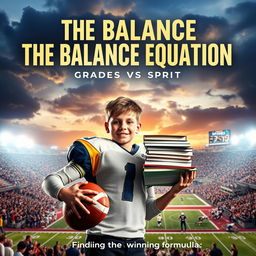 A dynamic and captivating movie poster for 'The Balance Equation: Grades vs Sports'