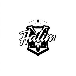 A unique and artistic logo design for "Jalan Halim" intended for branding on clothing