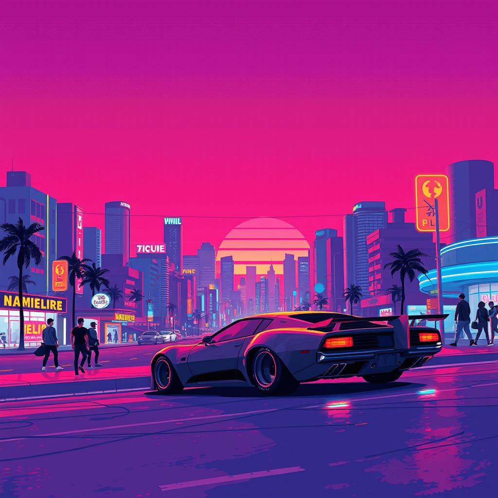 A high-resolution digital art featuring a retro pixel art scene