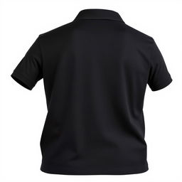 A classic black polo shirt displayed from both the front and back views