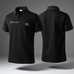 A classic black polo shirt displayed from both the front and back views