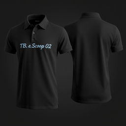 A classic black polo shirt displayed from both the front and back views