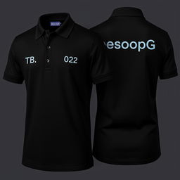 A classic black polo shirt displayed from both the front and back views