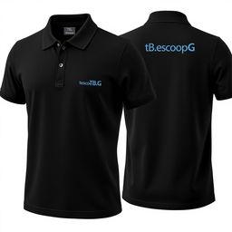 A classic black polo shirt displayed from both the front and back views