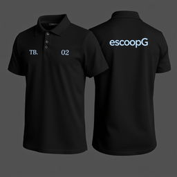 A classic black polo shirt displayed from both the front and back views