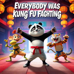 A Pixar-style movie poster titled "Everybody was Kung Fu Fighting"