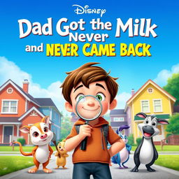 A Disney-style movie poster titled "Dad Got the Milk and Never Came Back"